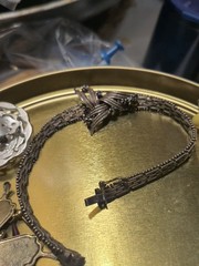 Vintage SU Italy 925 Sterling Silver Riccio Leaf Bracelet Blue Sapphires Signed