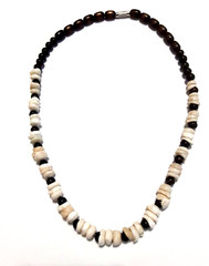 Vintage Puka Shell Necklace with Wood Bead 17.5 in