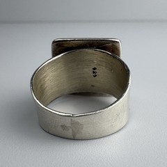 Vintage Sterling Silver 925 Oxidized Modernist Square Domed Wide Ring Size 7.5