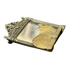 JJ Signed Vintage Cat Mirror Brooch Gold Tone Figural 2.25in