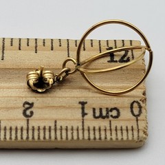 Vintage P&B 14K Yellow Gold Filled Dangle Earrings Circle Cage Open Work 17mm
