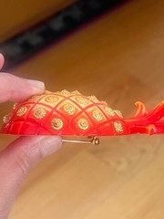 RARE Isabel Canovas Pineapple Brooch Red/Yellow Colorway Vintage 80’s Couture 4″