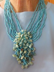 Vintage Contemporary BALI Chunky Multi Strand Teal Necklace