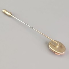 Vintage Rose Carved Stick Pin Peach Acrylic Gold Tone 2.75″