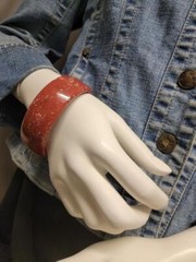 Vintage Brick Red Sand Bangle Bracelet Made in Italy Large Ladies Size