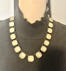 Vintage Sweet Lola Foiled Champagne Rhinestone Gold Tone Necklace, 21″