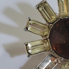 Vintage Mid-Century Modern Atomic Sunburst Brooch Amber Yellow 1.25in MCM Retro
