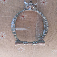Vintage Silver Tone Magnifying Glass Owl 2” Pendant Necklace 24” Chain