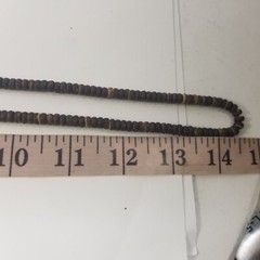 Wood Bead Necklace Flat Slices Disc Boho 29 in Pendant Naturecore Wooden