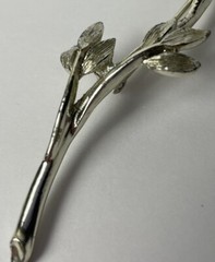 CORO Pink Rhinestone Flower Pin Silver Tone Nature Garden Trees Floral Read Desc