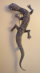 VINTAGE GECKO/LIZARD BROOCH/PIN SILVER 3.75 INCHES MARCASITE