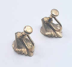 Vintage 1950 Van Dell 1/20 12K Gold Filled Screw Back Earrings Red Rhinestones