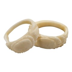 Vintage Carved Ring Lot 2 Oval Cabochon Feather Folk Art Size 10 12