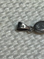 Vintage 925 Sterling Silver Flower Acrylic Resin Oval Pendant Very Dainty