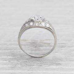 1.35Ct White Round Simulated Diamond Art Deco Victorian 1910s Ring In 925 Silver