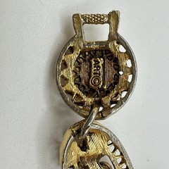 Vintage ART Arthur Pepper Gold Tone Bracelet Filigree Rhinestones Flowers Signed