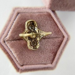 Antique Art Nouveau Style LabCreated Diamond Cocktail Engagement 14K GoldFN Ring