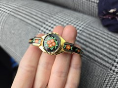 Vintage JAI 17 Jewels Peek A Boo Watch Elegant Floral Black Gold Swiss Made