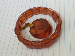 NATURAL OLD pressed ANTIQUE BALTIC AMBER BRACELET. Pendant