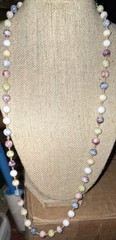 Picasso Glass Gold Swirl Knotted Pastel Bead Necklace No Clasp