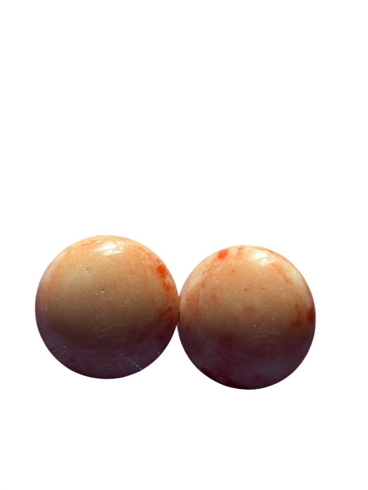 Vintage Orange White Speckled Button Clip On Earrings 7/8 inch