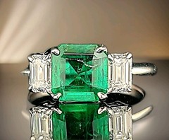 14K White Gold Natural Emerald Ring 1.73ct Radiant Cut w/ 0.80ct Diamond Accents