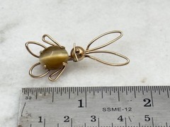 Krementz 14k Gold Overlay Bunny Rabbit Cats Eye Brooch