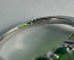 Estate Fine 5cts AFRICAN TSAVORITE / GREEN GARNET Sterling 5 Stone Band Ring
