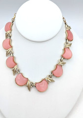 Vintage CORO Thermoset Necklace Pink Gold Tone 1950s 1960s