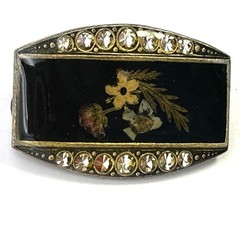 Vintage Pierre Bex Dried Flower Brooch French Art Deco Revival Trombone Clasp