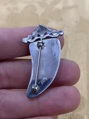 Vintage Sterling Silver 925 Tested Estate Acquired Snowflake Obsidian Brooch Pin