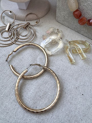 Boho Browns Golds earthy Polished Stone Crystal retro 1970s 1990s Jewelry Lot
