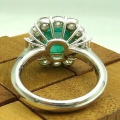 3.8Ct Art Deco Style Green Lab Created Emerald Engagement 14K White Gold FN Ring