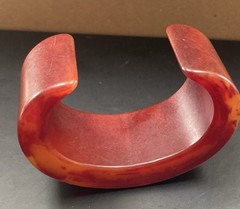 Vintage Awesome Bracelet Cuff Resin Reddish-Orange SMALL