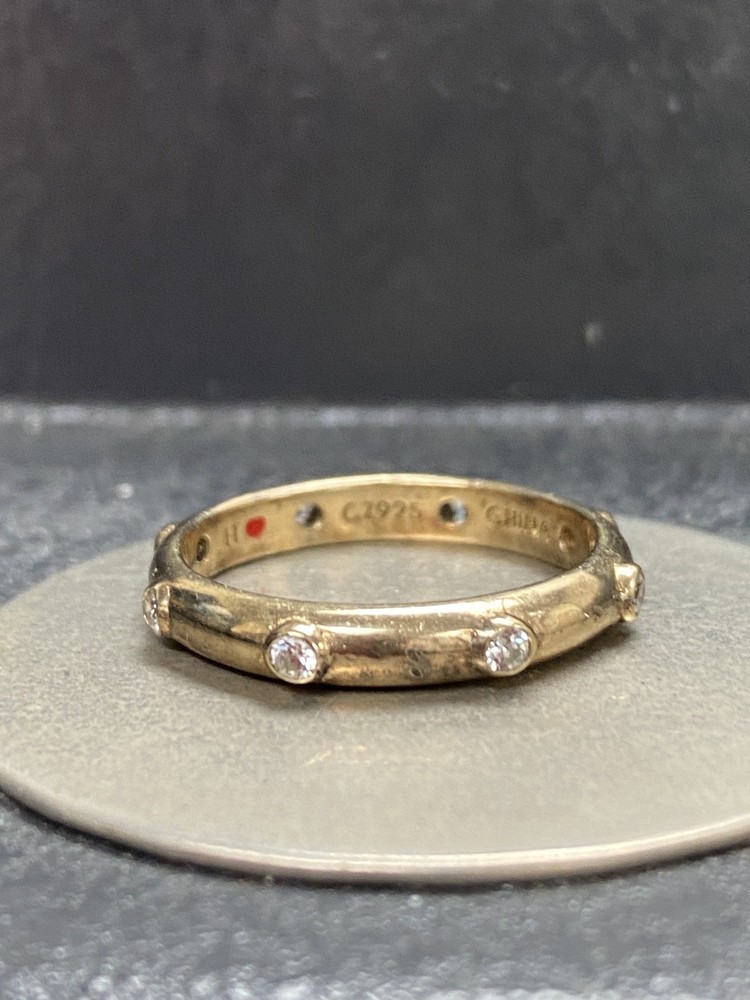925 Sterling Silver China Hidalgo CZ Gold Toned Eternity Band