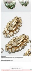 Documented Juliana D&E UV Reactive Art Glass Green Rhinestone Clip Earrings