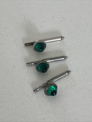 Vintage Style Cuff Links With Green Stone Cabochon.