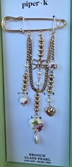 Piper K Brooch Glass Pearl Lead Safe Nickel Free