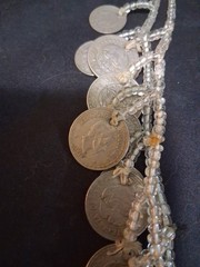 Coins From Around The World Necklace 1930s-60s Clear Beads String Custom Made