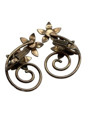 VTG Sterling Silver 925 Floral Ear Climber Swirl Earrings Gold Plated Clip On