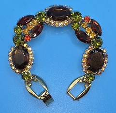 VINTAGE JULIANA (D&E) “FALL” BROWN TOPAZ RHINESTONE 5-LINK BRACELET