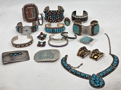 Lot Of (17) Native American High Quality Jewelry Pieces READ