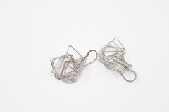 AGI Sterling Silver Geometric Wire Earrings – Modern Dangle Design –Lightweight