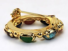 Vintage Colorful Scarab Wreath Brooch Pin, Gold Tone, Fashion Jewelry JWL-595