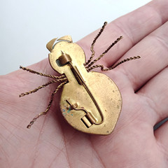 Vintage Spider Brooch Amber Color Resin. Made in the USSR