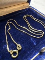 VIintage Solid 18k 750 Yellow Gold Box Chain 3.1g 16” Necklace Hallmarks Italy
