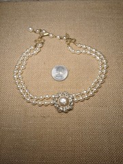 RARE Vtg Miriam Haskell Necklace Double Strand Faux Pearl Gold Tone Statement
