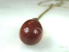 Vintage Gold-Filled Goldstone Tear Drop Pendant Necklace ETC10290