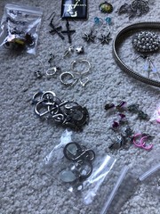 1 Pound + TEAL & SILVERTONED Jewelry Vtg Modern Lot Craft Junk Wearable Resell