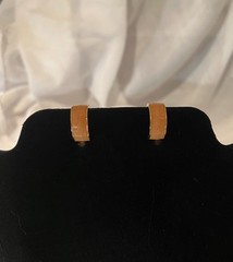 Monet Enamel Small Orange Pink Gold Hoop Clip On Earrings in Perfect Condition